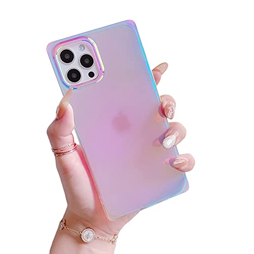 COCOMII Square Case Compatible with iPhone 13 Pro Max - Slim, Glossy, Translucent Clear, Holographic Mirror, Easy to Hold, Anti-Scratch, Shockproof (Iridescent)