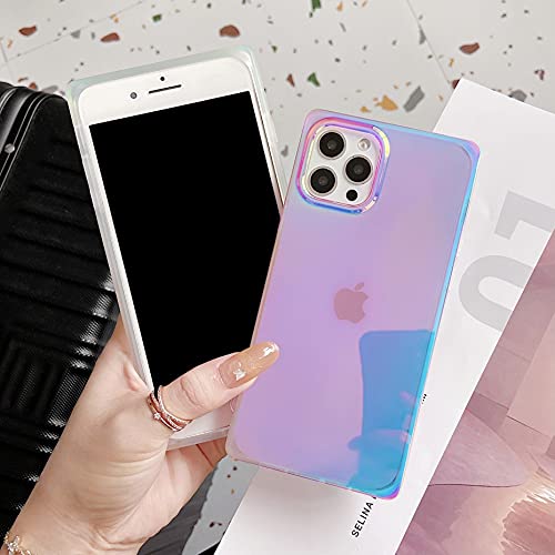 COCOMII Square Case Compatible with iPhone 13 Pro Max - Slim, Glossy, Translucent Clear, Holographic Mirror, Easy to Hold, Anti-Scratch, Shockproof (Iridescent)