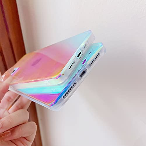 COCOMII Square Case Compatible with iPhone 13 Pro Max - Slim, Glossy, Translucent Clear, Holographic Mirror, Easy to Hold, Anti-Scratch, Shockproof (Iridescent)