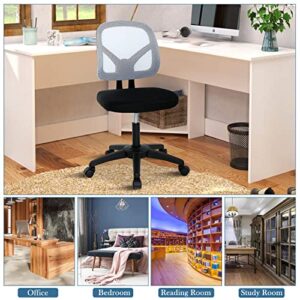 Home Office Chair Ergonomic Desk Chair, Mesh Computer Chair with Wheels, Armless Low-Back Task Chair,Executive Rolling Swivel Adjustable Desk Chair for Adults Women Girls(White)