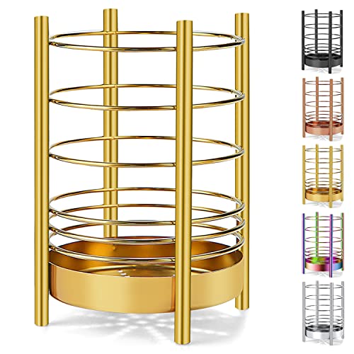 Gold Kitchen Utensil Holder for Kitchen Counter, Stainless Steel Utensil Crocks, Gold Titanium Coating Utensil Storage Caddy Organizer, Cooking Utensil Holder, Easy Cleaning (Gold/7.4''x5.2'')