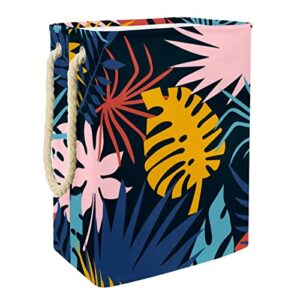 inhomer colorful tropical leaves pattern large laundry hamper waterproof collapsible clothes hamper basket for clothing toy organizer, home decor for bedroom bathroom