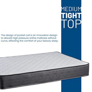 Treaton King 9 Inch Hybrid Mattress in a Box for Medium Firm Support, Motion Isolation and Pressure Relief, Black