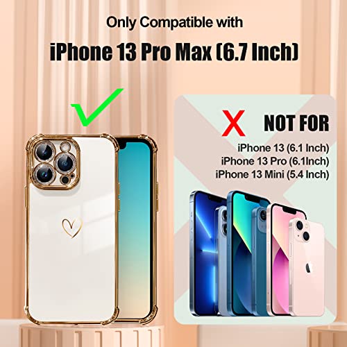 DAVIKO Compatible with iPhone 13 Pro Max Case for Women, Luxury Soft TPU Shockproof Protective Phone Case, Full Camera Protection Raised Reinforced Corners, 6.7 inch, White