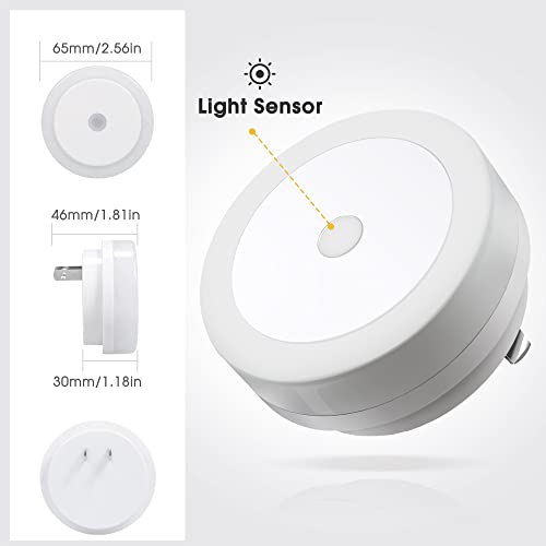 Night Light, Night Lights Plug into Wall [2Pack], Nightlight with Light Sensors, LED Night Light for Kids Room, Baby Night Light, Bathroom Night Light, Stair Lights, Hallway Light, Cool White