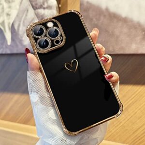 DAVIKO Compatible with iPhone 13 Pro Max Case for Women, Luxury Soft TPU Shockproof Protective Phone Case, Full Camera Protection Raised Reinforced Corners, 6.7 inch, Black