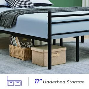 GreenForest Full Size Bed Frame with Headboard Metal Platform Bed with Reinforced 14 Legs Heavy Duty Slats Support Mattress Foundation for Girls Boys Adults No Box Spring Needed, Full Black