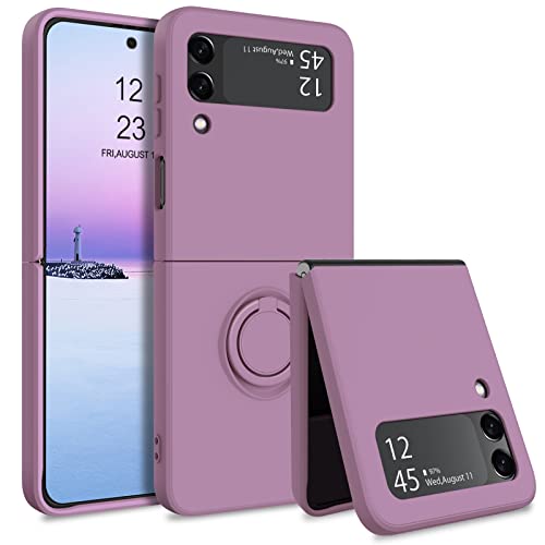 BENTOBEN Samsung Galaxy Z Flip 3 Case, Phone Case Samsung Z Flip3 5G, Slim Silicone Kickstand Ring Holder Shockproof Protetive Bumper Girls Women Cover, Purple