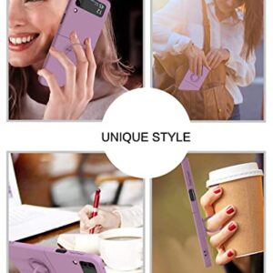 BENTOBEN Samsung Galaxy Z Flip 3 Case, Phone Case Samsung Z Flip3 5G, Slim Silicone Kickstand Ring Holder Shockproof Protetive Bumper Girls Women Cover, Purple