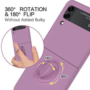 BENTOBEN Samsung Galaxy Z Flip 3 Case, Phone Case Samsung Z Flip3 5G, Slim Silicone Kickstand Ring Holder Shockproof Protetive Bumper Girls Women Cover, Purple