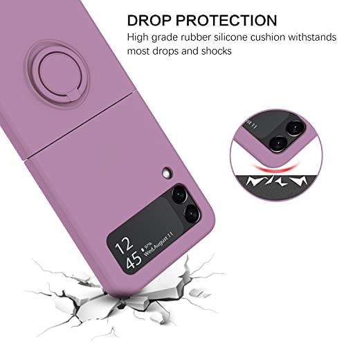 BENTOBEN Samsung Galaxy Z Flip 3 Case, Phone Case Samsung Z Flip3 5G, Slim Silicone Kickstand Ring Holder Shockproof Protetive Bumper Girls Women Cover, Purple