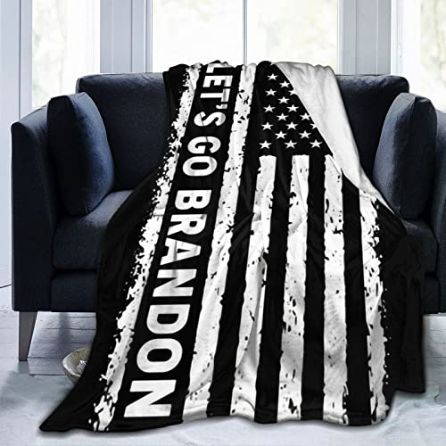 XSED Let's Go Brandon Blanket FJB Flannel Bed Blanket Fleece Plush Throw Blanket for Bedroom Sofa Couch Bedding Decor Queen King Size Soft Cozy 60x50 inch, Black