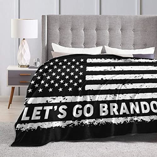 XSED Let's Go Brandon Blanket FJB Flannel Bed Blanket Fleece Plush Throw Blanket for Bedroom Sofa Couch Bedding Decor Queen King Size Soft Cozy 60x50 inch, Black