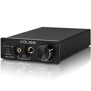 kguss dac-k3 pro usb dac headphone amplifier mini hifi optical/coaxial/usb dac decoder audio 24bit 192khz da converter ess9018k2m decoder multifunctional preamp desktop amplifier (black)