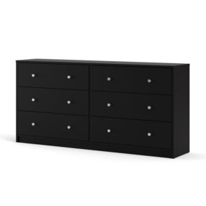 Home Square 3pc Set of Engineered Wood Black 3Drawer Chest 6Drawer Dresser & Nightstand