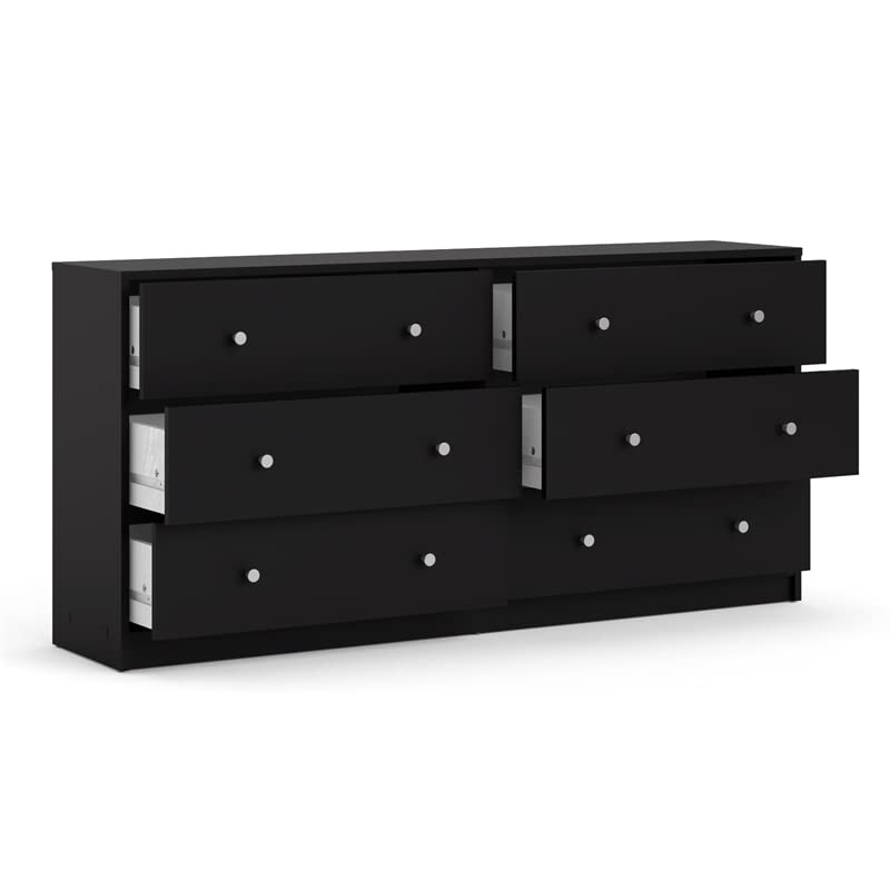 Home Square 3pc Set of Engineered Wood Black 3Drawer Chest 6Drawer Dresser & Nightstand