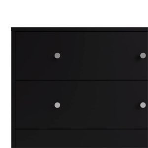 Home Square 3pc Set of Engineered Wood Black 3Drawer Chest 6Drawer Dresser & Nightstand