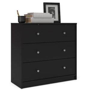 Home Square 3pc Set of Engineered Wood Black 3Drawer Chest 6Drawer Dresser & Nightstand