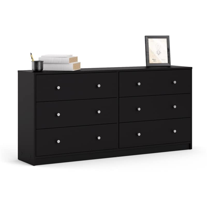 Home Square 3pc Set of Engineered Wood Black 3Drawer Chest 6Drawer Dresser & Nightstand