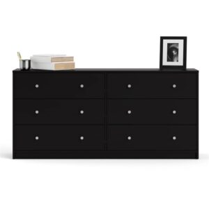 Home Square 3pc Set of Engineered Wood Black 3Drawer Chest 6Drawer Dresser & Nightstand