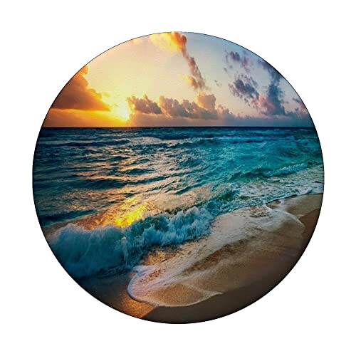 Beach Ocean Waves A Sunset And Palm Trees Beach Scene PopSockets Standard PopGrip