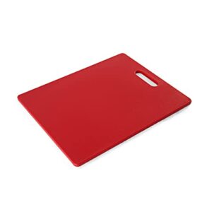 Farberware Large Plastic Cutting Board, Dishwasher- Safe Poly Chopping Board for Kitchen Meal Prep with Easy Grip Handle, 11x14-Inch, Red