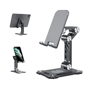 ZiXuan Cell Phone Stand for Desk. Adjustable Office Phone Stand Foldable Angle Height Phone Holder Compatible with 4.7inch-13inch Smartphone/iPad/Tablet. (Black)