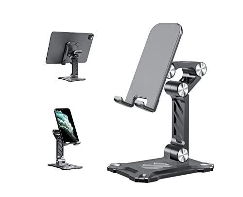 ZiXuan Cell Phone Stand for Desk. Adjustable Office Phone Stand Foldable Angle Height Phone Holder Compatible with 4.7inch-13inch Smartphone/iPad/Tablet. (Black)