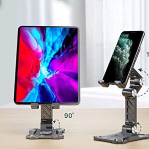 ZiXuan Cell Phone Stand for Desk. Adjustable Office Phone Stand Foldable Angle Height Phone Holder Compatible with 4.7inch-13inch Smartphone/iPad/Tablet. (Black)