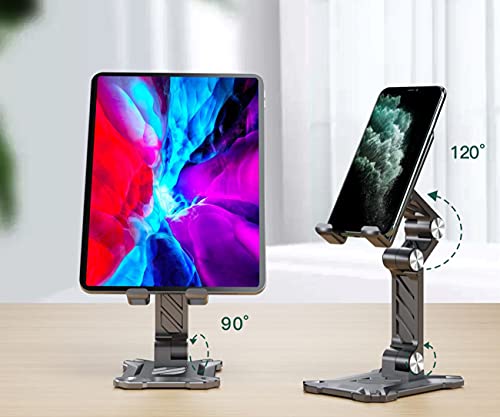 ZiXuan Cell Phone Stand for Desk. Adjustable Office Phone Stand Foldable Angle Height Phone Holder Compatible with 4.7inch-13inch Smartphone/iPad/Tablet. (Black)