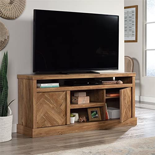 Sauder Cannery Bridge Herringbone TV Credenza Sindoori Mango, for TVs up to 65", Sindoori Mango Finish