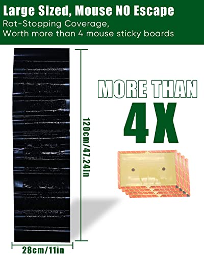 SEEKBIT 6 Pack Rat Sticky Traps Extra Large, Black Mouse Glue Trap Sticky Trap for Mice and Rats, Enhanced Stickiness Trapping Pads Snakes Spiders Roaches for House Rodent Pest Control - 47.2x11