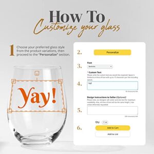 Personalized 15oz Wine Glass Engraved with Your Custom Text - Customized Gifts, Unique Birthday Gift, Bridesmaid Gift, Custom Gifts for Women or Men (15oz Wine)