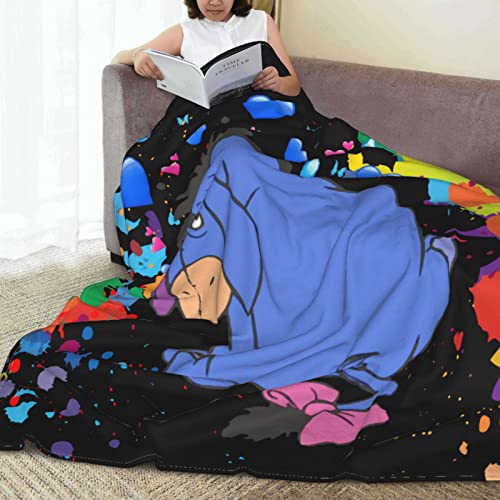 Aheykuil Funny Eeyore Blanket Classic Fashion Coral Fleece Micro 90inchesX80inches Small Large Clearance Throw Blanket, Black