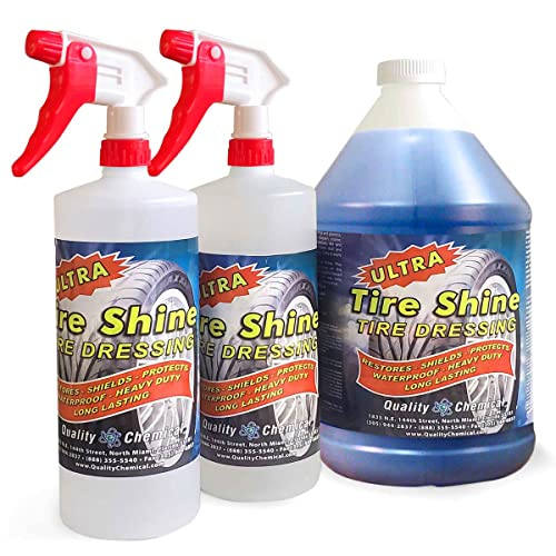 Quality Chemical Ultra Tire Shine Solvent-Based Tire Dressing - Best Tire Shine - Cover All Tire Shine for an Extreme Tire Shine - 128 oz (Combo)