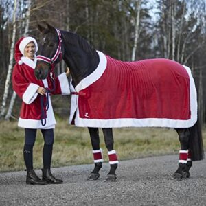 HORZE Santa Faux Fur Polyester Christmas Horse Leg Wraps | Pack of Four - Red - One Size