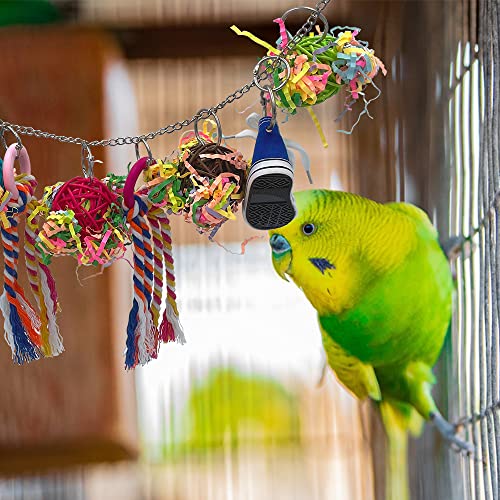 GILYGI Bird Swing Foraging Toys - Parrot Rattan Ball and Shredder Toys for or Small Bird Parakeets, Cockatiels, Conures, Budgie, Lovebirds, Finches