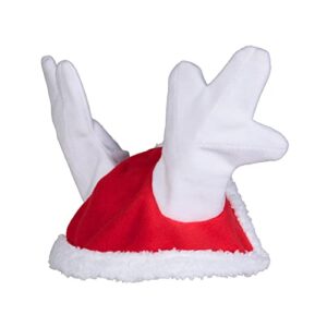 horze christmas santa reindeer antlers hat | slip-on horse cap with fleece trim - red - horse