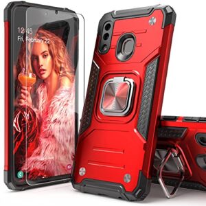idystar galaxy a20 case with screen protector, galaxy a30 case, shockproof drop test cover with car mount kickstand lightweight protective cover for samsung galaxy a20/a30, red