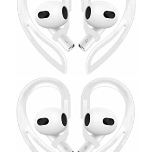 Rqker Sport Ear Hooks Compatible with AirPods 3 2021, 1 Pairs Anti Slip Anti Lost Soft Silicone Earhook Ear Loop Compatible with AirPods 3, 1 Pairs, White