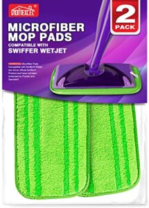 homexcel microfiber mop pads compatible with swiffer wet jet,reusable machine washable swiffer wetjet mop pad refills,mop head replacements for multi surface wet & dry cleaning,pack of 2