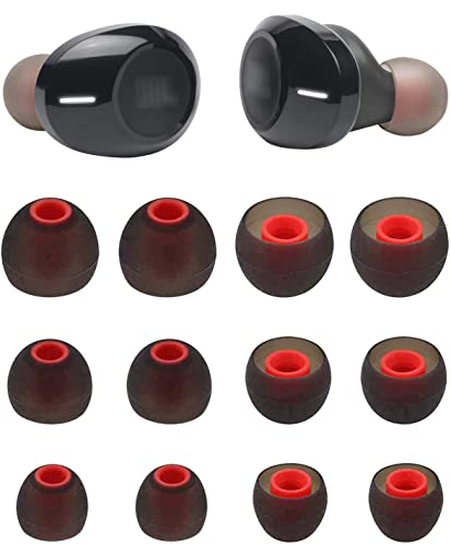 Rqker Ear Tips Compatible with JBL 115 TWS 125TWS Earbuds, 6 Pairs S/M/L Sizes Soft Silicone Ear Tips Earbud Covers Eartips Earbuds Replacement Tips, Compatible with JBL 115TWS 125TWS, Black Red sml