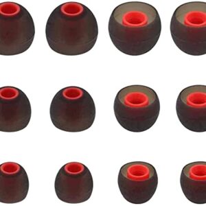 Rqker Ear Tips Compatible with JBL 115 TWS 125TWS Earbuds, 6 Pairs S/M/L Sizes Soft Silicone Ear Tips Earbud Covers Eartips Earbuds Replacement Tips, Compatible with JBL 115TWS 125TWS, Black Red sml