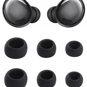 Rqker Ear Tips Compatible with Galaxy Buds Pro Earbuds SM-R190 Earbuds Tips, 3 Pairs S/M/L Sizes Soft Silicone Replacement Ear Tips Earbud Tips Eartips Compatible with Galaxy Buds Pro, Black 6 SML