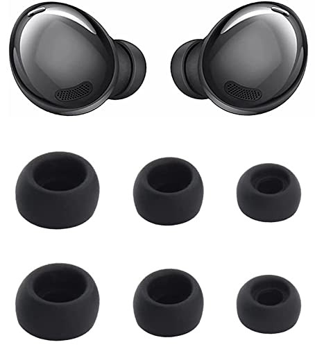 Rqker Ear Tips Compatible with Galaxy Buds Pro Earbuds SM-R190 Earbuds Tips, 3 Pairs S/M/L Sizes Soft Silicone Replacement Ear Tips Earbud Tips Eartips Compatible with Galaxy Buds Pro, Black 6 SML