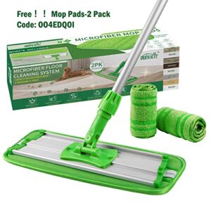 homexcel microfiber mop floor cleaning system,18-inch dust mop with 2 reusable pads for hardwood,tile and vinyl,360-spin floor mop head & extendable handle household cleaning tools for home&office
