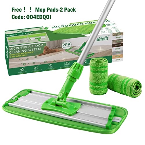 HOMEXCEL Microfiber Mop Floor Cleaning System,18-inch Dust Mop with 2 Reusable Pads for Hardwood,Tile and Vinyl,360-Spin Floor Mop Head & Extendable Handle Household Cleaning Tools for Home&Office