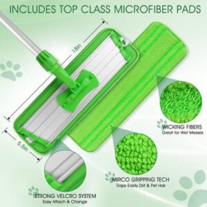 HOMEXCEL Microfiber Mop Floor Cleaning System,18-inch Dust Mop with 2 Reusable Pads for Hardwood,Tile and Vinyl,360-Spin Floor Mop Head & Extendable Handle Household Cleaning Tools for Home&Office