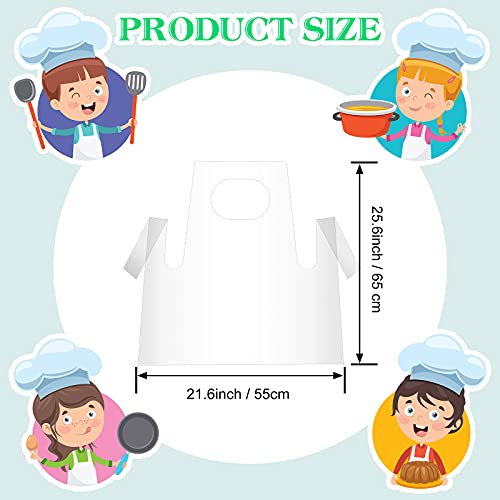 SATINIOR 25 Pieces Disposable Aprons Plastic Aprons for Kids Waterproof Oil Proof Small Clear Polythene Children Cooking Apron for Painting Cooking Eating Teaching DIY Craft Picnic
