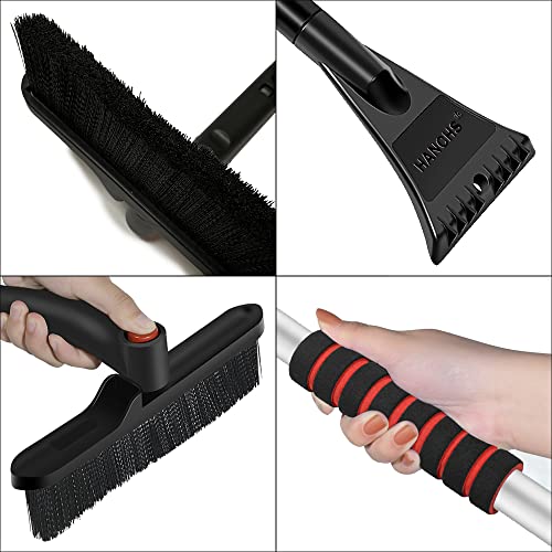 HANCHS 34" Ice Scraper with Snow Brush for Car Windshield, Extendable Snow Brush, Detachable Snow Removal Tool with Foam Handle, Suitable for Car Truck SUV